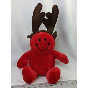 Smile Face Plush 12 Inch Red Christmas Reindeer Musical Shakes Stuffed Animal